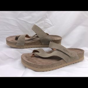 Taos Lola Suede Sandal 39, 8 - 8.5 (Birkenstock Style Sandal)